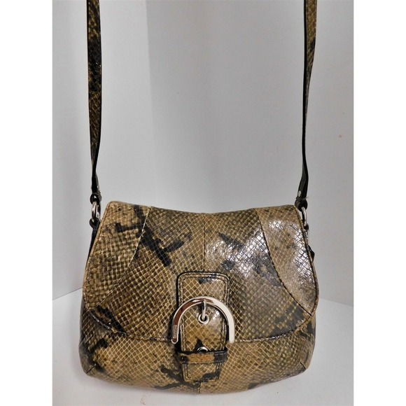 Coach Beige Brown Embossed Snake Leather Soho‎ Crossbody Bag - Picture 1 of 6